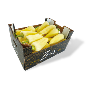 Caja de pimientos blancos de la marca zeus